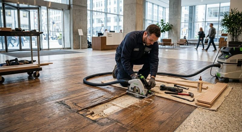 Our team working on Wood Floor Service projects in Plainfield, IL