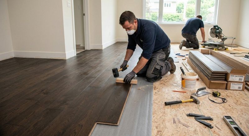 Dark Wood Floor Installation in Plainfield, IL
